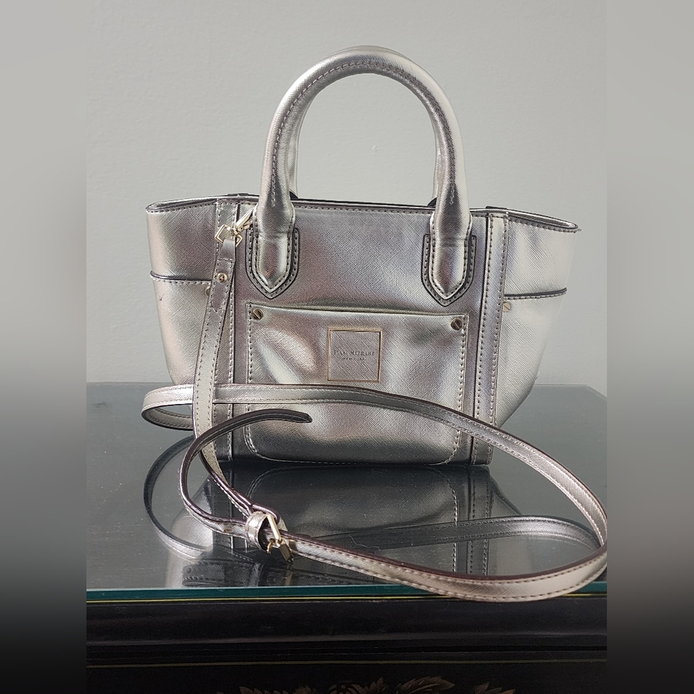 Isaac Mizrahi Champagne Silver mini bag with detachable shoulder strap